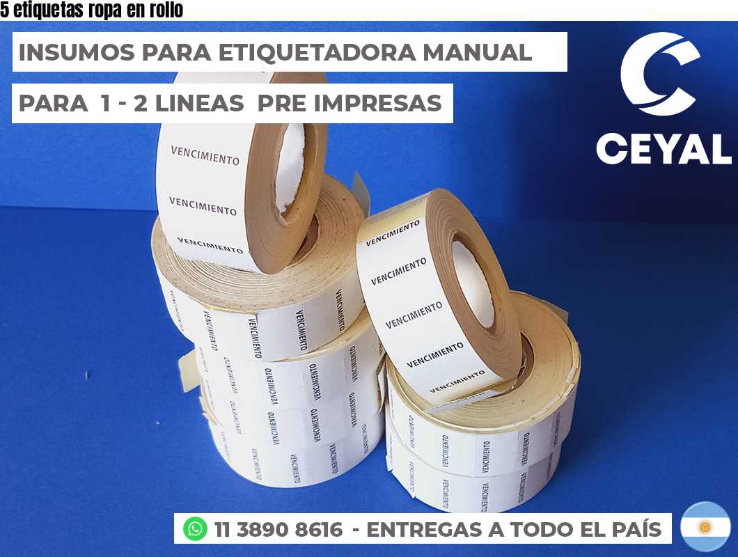 5 etiquetas ropa en rollo