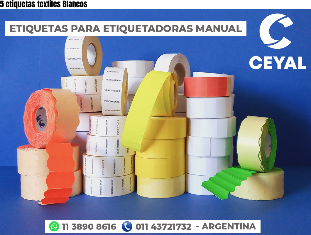 5 etiquetas textiles Blancos