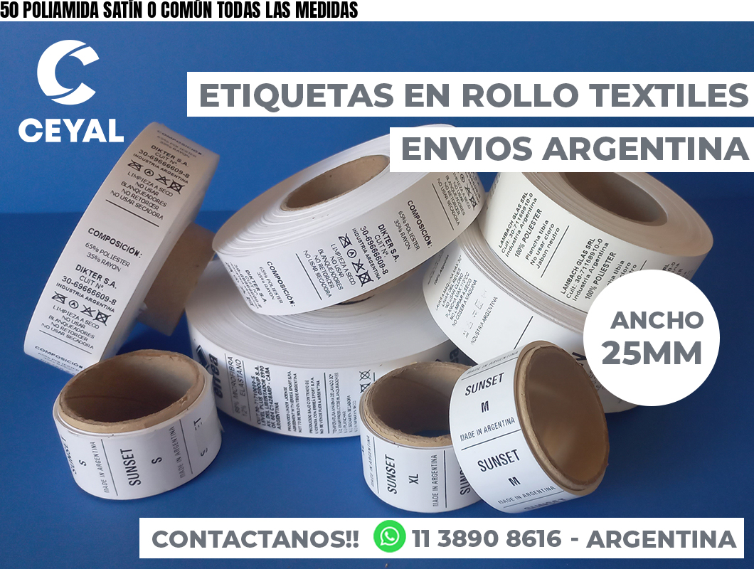 50 POLIAMIDA SATÍN O COMÚN TODAS LAS MEDIDAS