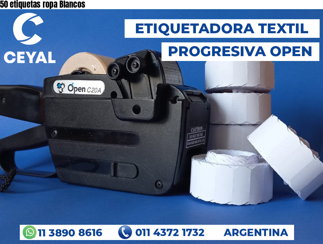 50 etiquetas ropa Blancos