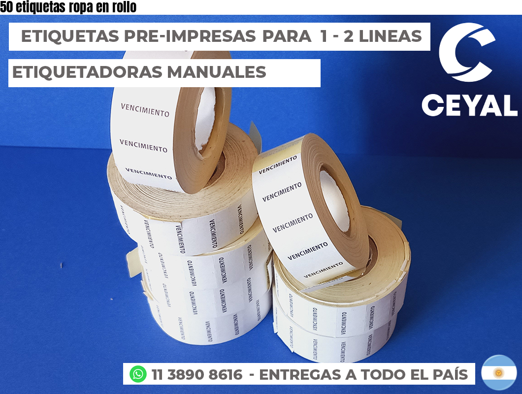 50 etiquetas ropa en rollo