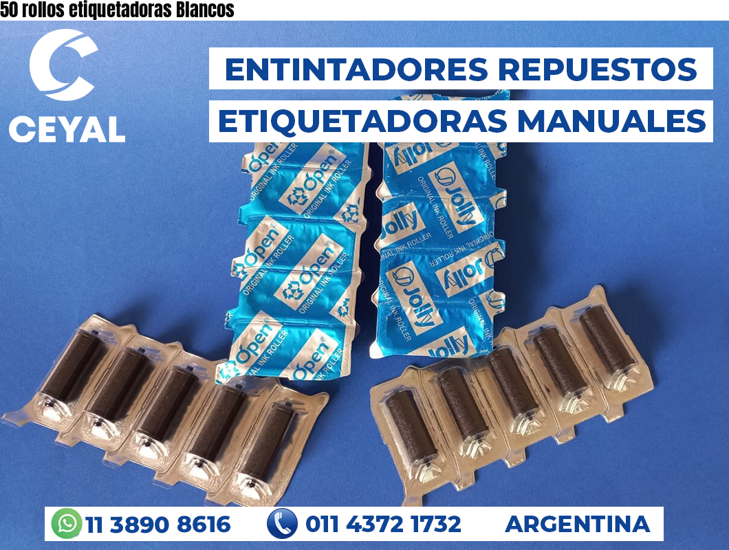 50 rollos etiquetadoras Blancos