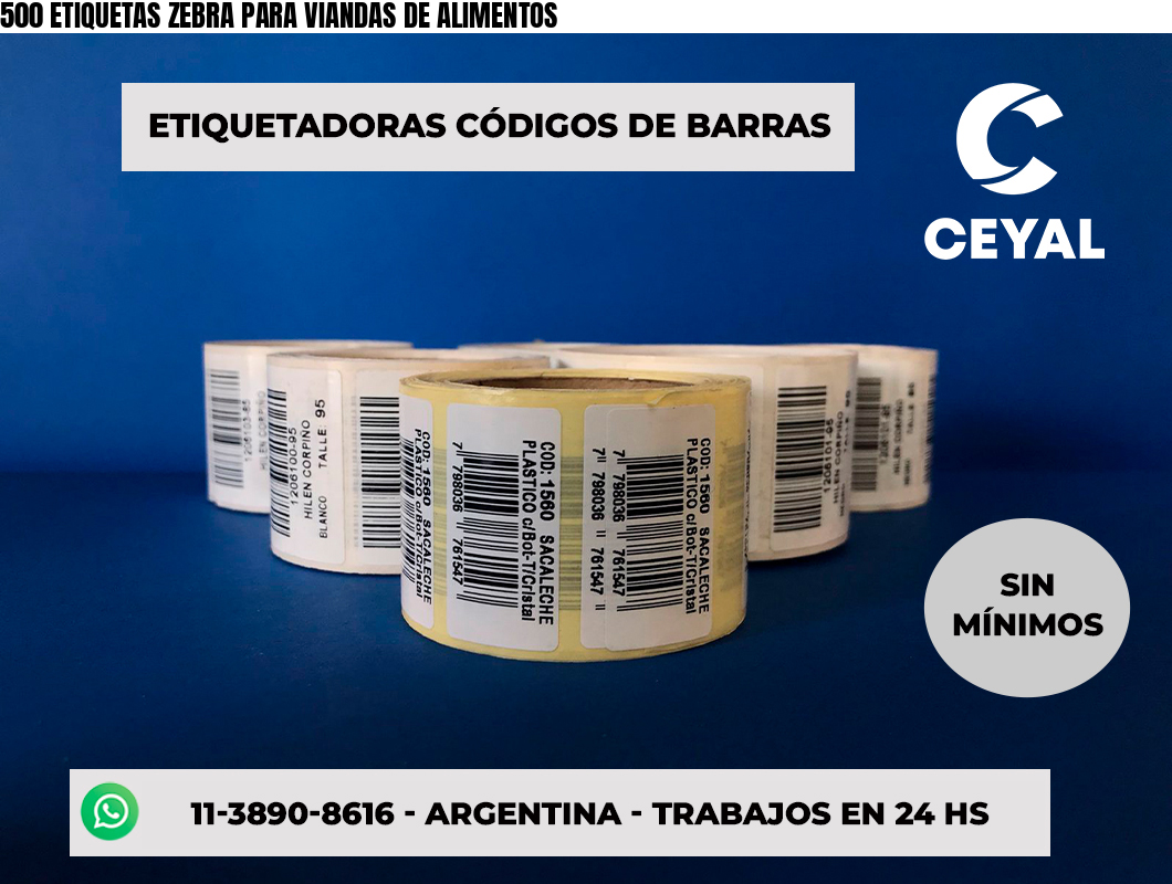 500 ETIQUETAS ZEBRA PARA VIANDAS DE ALIMENTOS