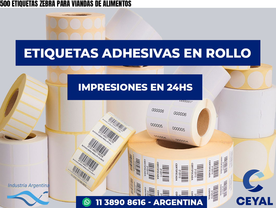 500 ETIQUETAS ZEBRA PARA VIANDAS DE ALIMENTOS