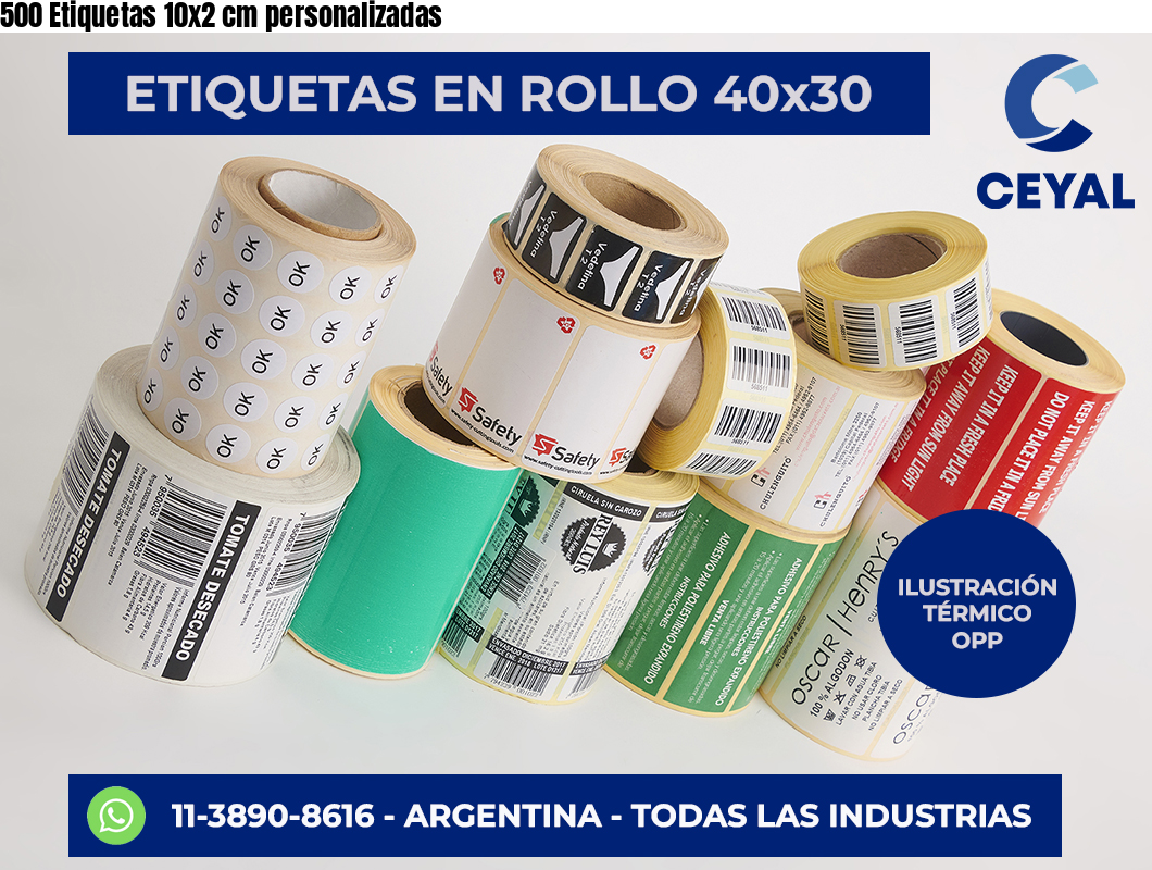 500 Etiquetas 10×2 cm personalizadas