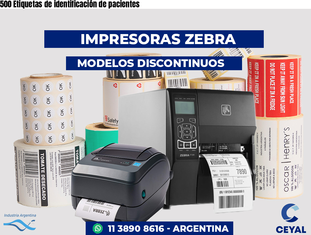 500 Etiquetas de identificación de pacientes