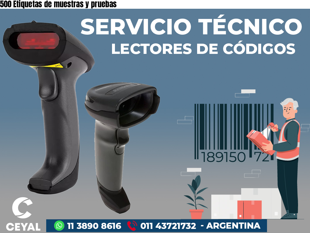 500 Etiquetas de muestras y pruebas