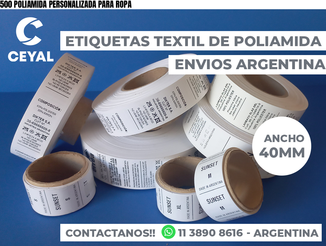 500 POLIAMIDA PERSONALIZADA PARA ROPA