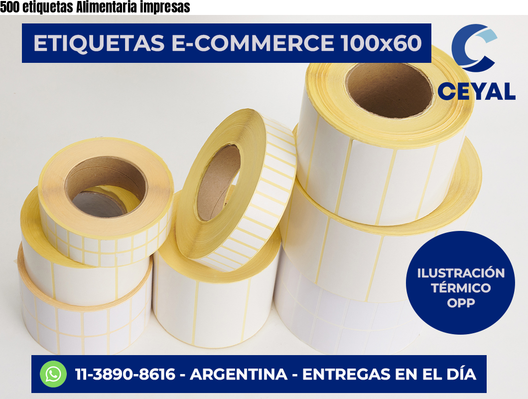 500 etiquetas Alimentaria impresas
