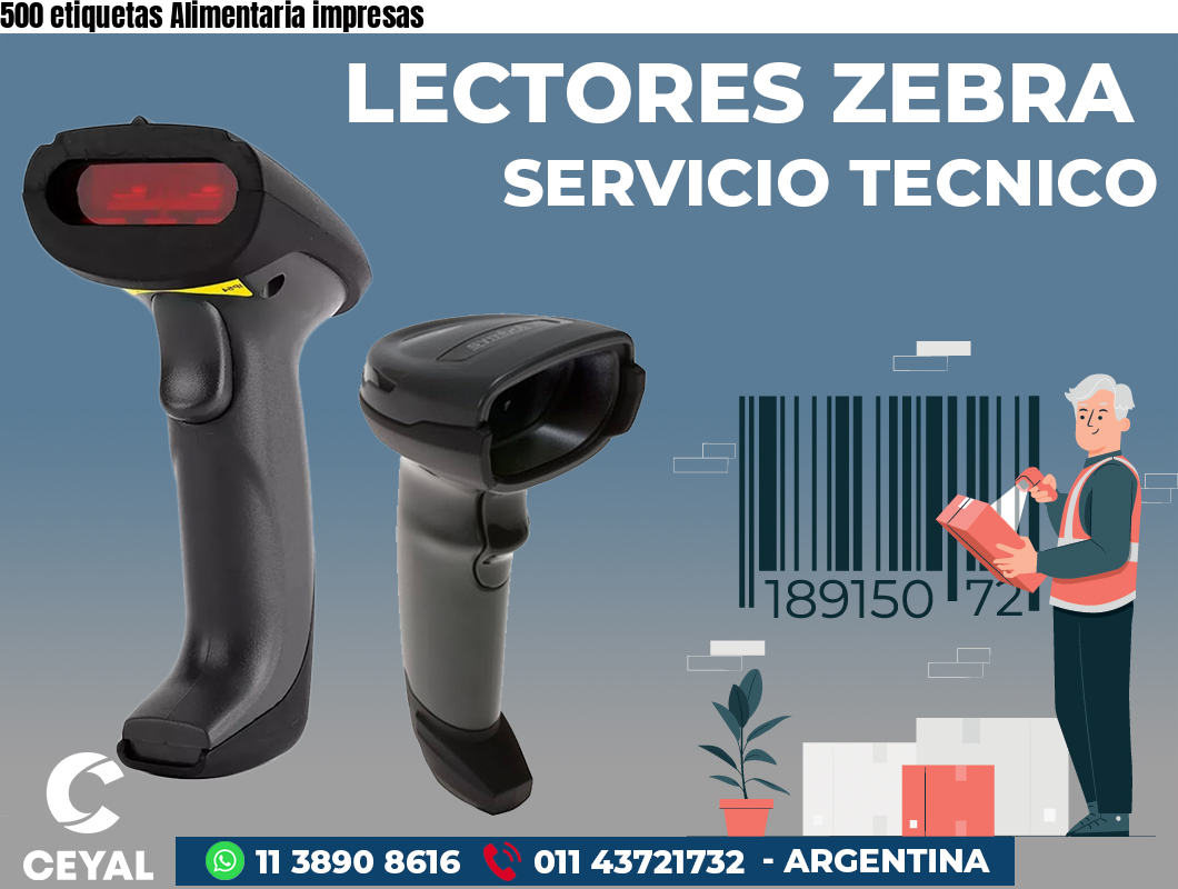 500 etiquetas Alimentaria impresas