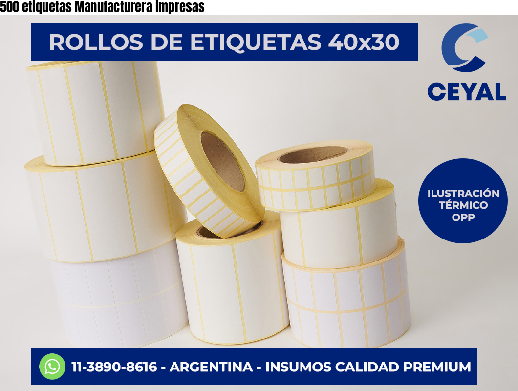 500 etiquetas Manufacturera impresas