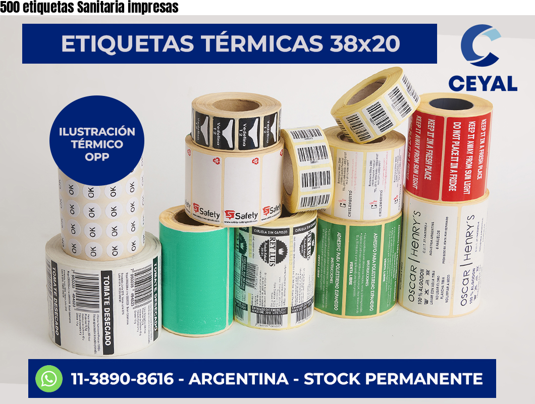500 etiquetas Sanitaria impresas