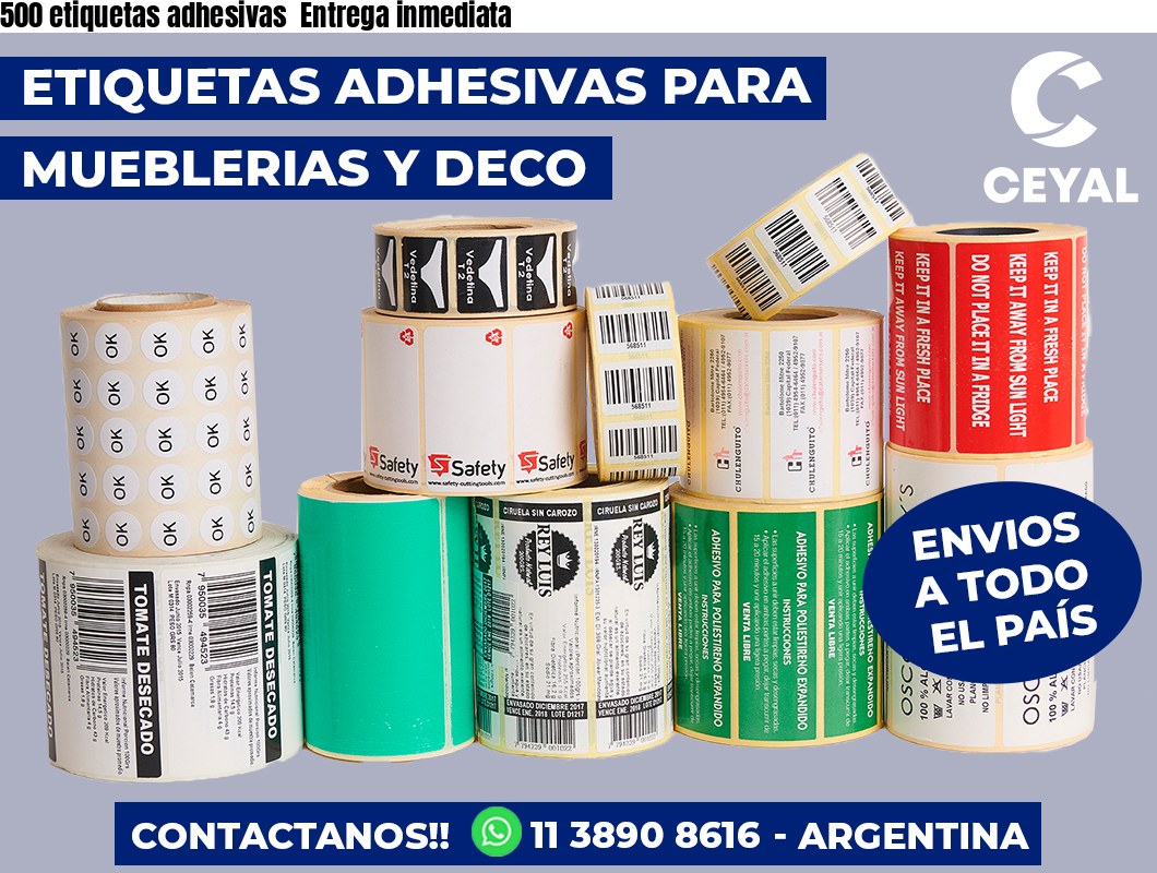 500 etiquetas adhesivas Entrega inmediata