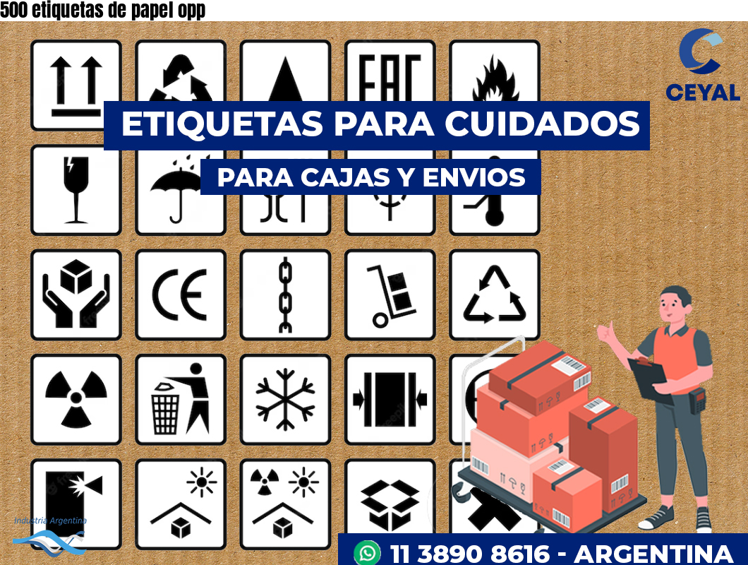 500 etiquetas de papel opp