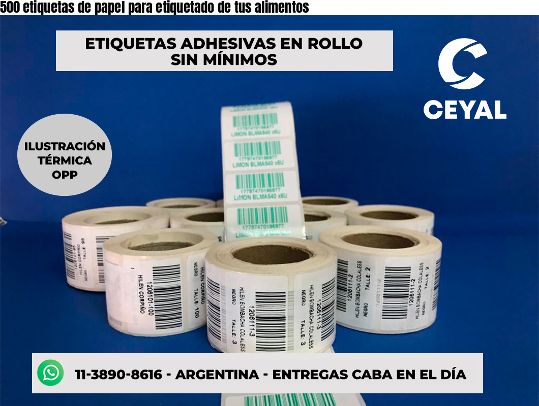 500 etiquetas de papel para etiquetado de tus alimentos