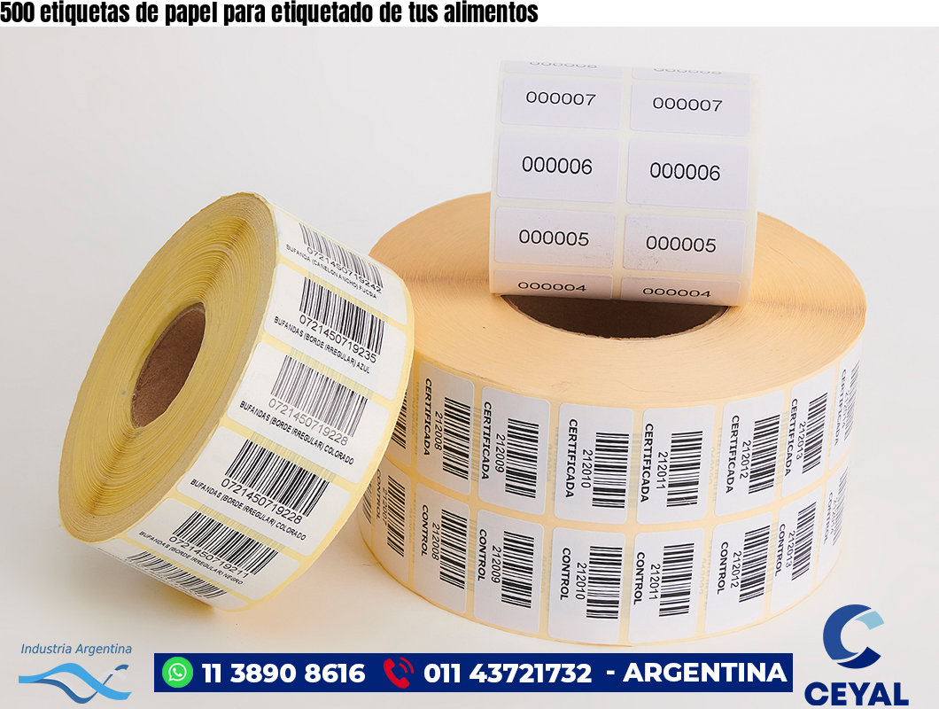 500 etiquetas de papel para etiquetado de tus alimentos