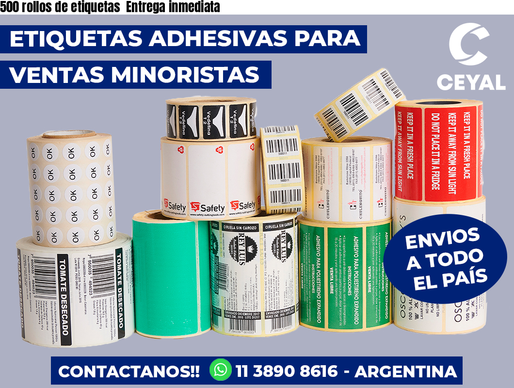 500 rollos de etiquetas Entrega inmediata