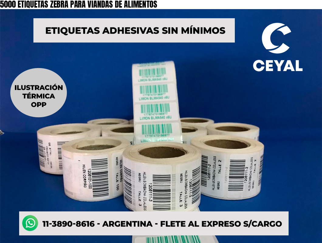 5000 ETIQUETAS ZEBRA PARA VIANDAS DE ALIMENTOS