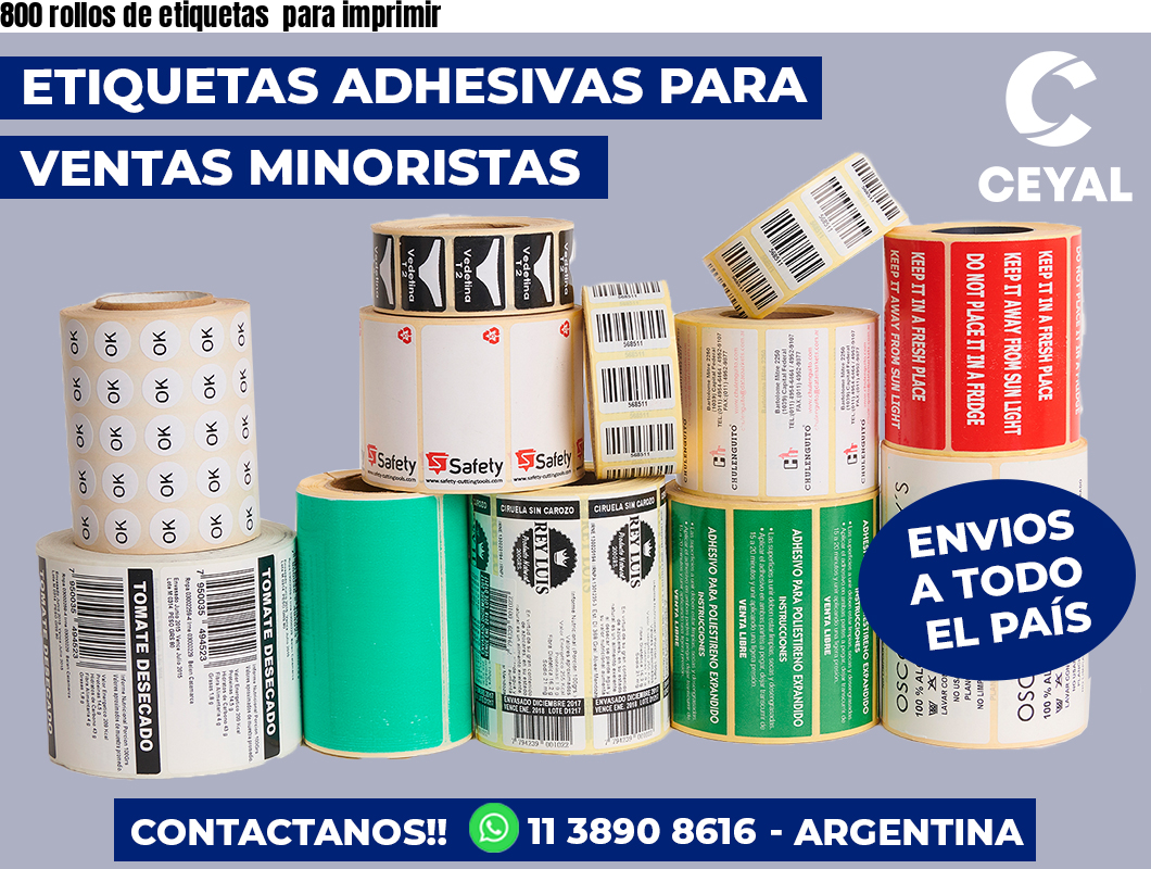 800 rollos de etiquetas para imprimir