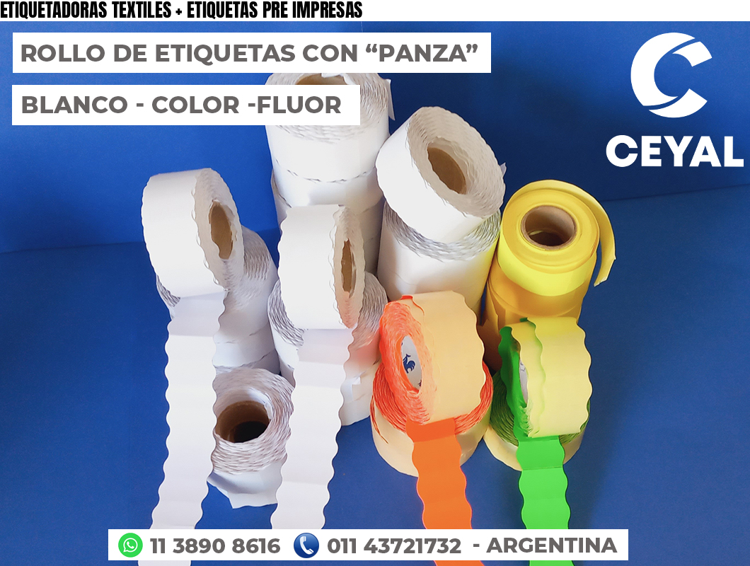 ETIQUETADORAS TEXTILES + ETIQUETAS PRE IMPRESAS