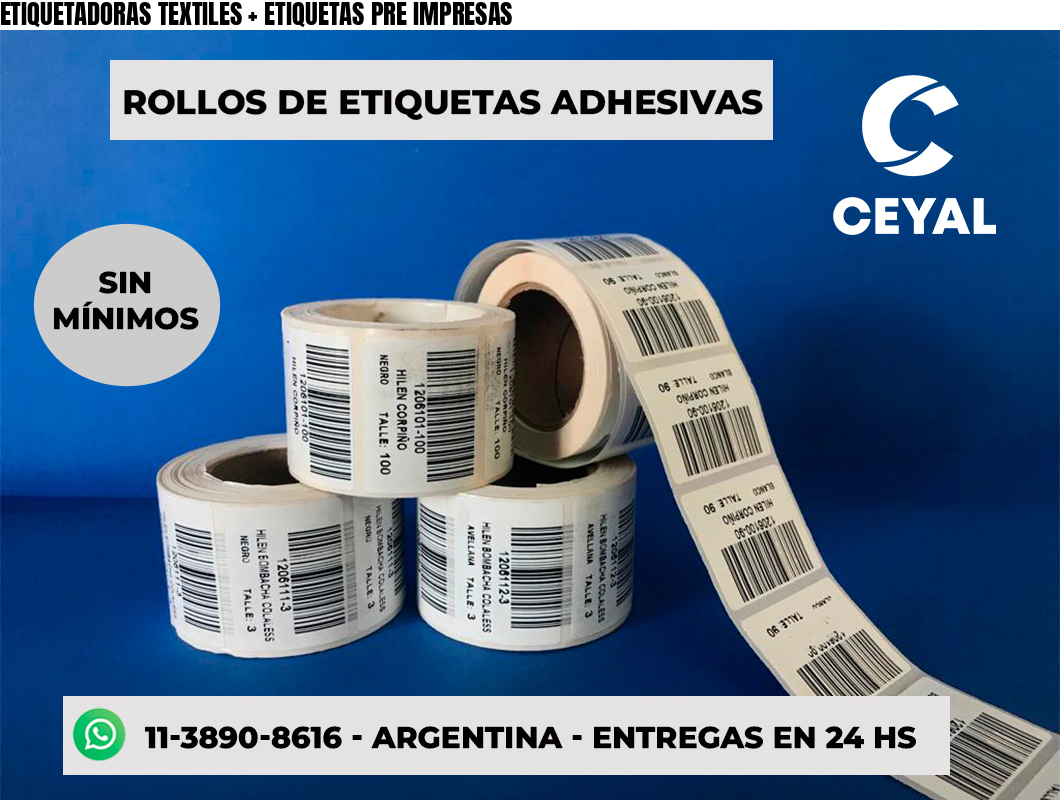 ETIQUETADORAS TEXTILES + ETIQUETAS PRE IMPRESAS