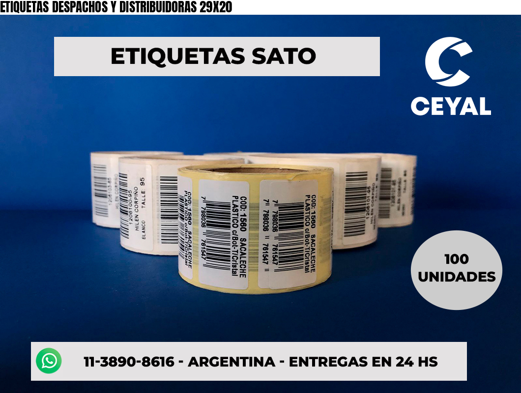 ETIQUETAS DESPACHOS Y DISTRIBUIDORAS 29X20
