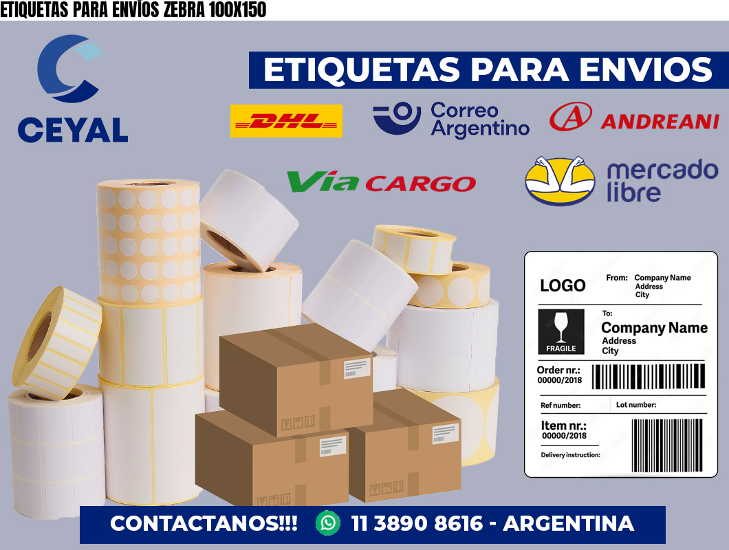 ETIQUETAS PARA ENVÍOS ZEBRA 100X150