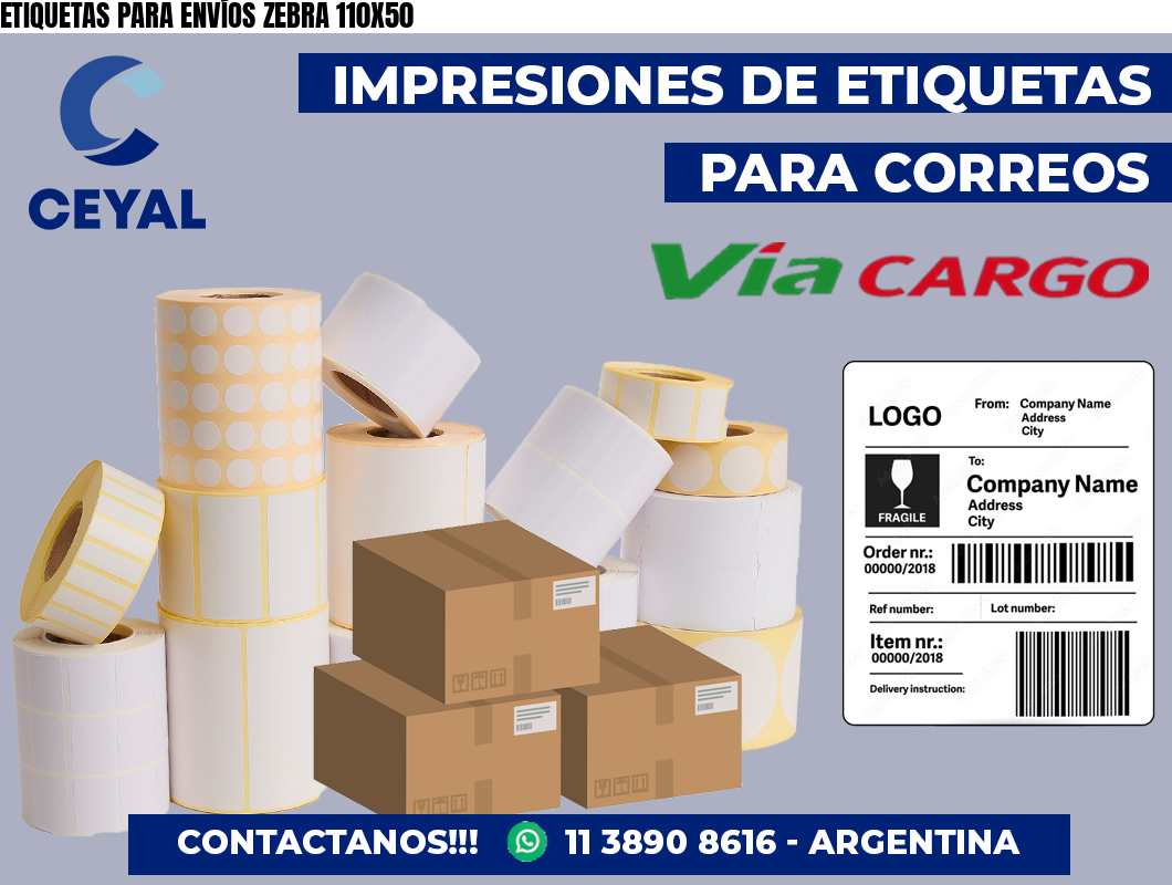 ETIQUETAS PARA ENVÍOS ZEBRA 110X50