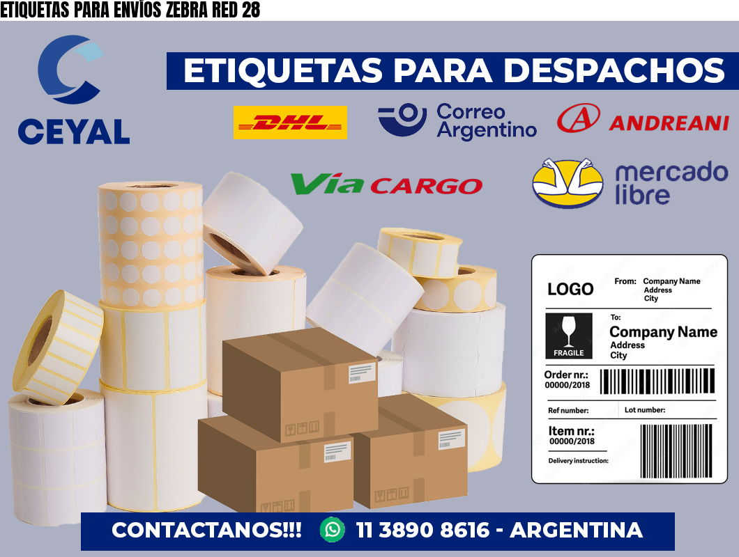 ETIQUETAS PARA ENVÍOS ZEBRA RED 28
