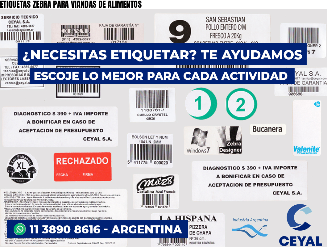 ETIQUETAS ZEBRA PARA VIANDAS DE ALIMENTOS