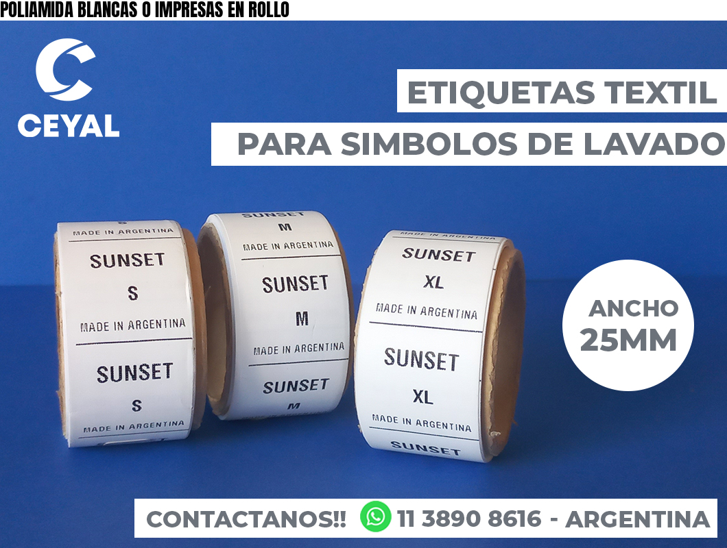 POLIAMIDA BLANCAS O IMPRESAS EN ROLLO