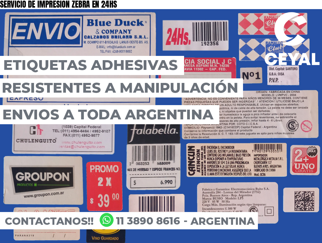 SERVICIO DE IMPRESION ZEBRA EN 24HS