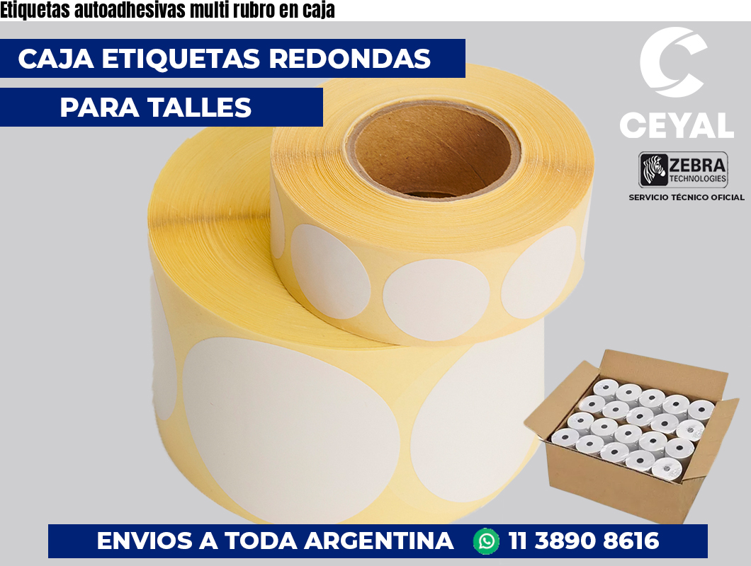 Etiquetas autoadhesivas multi rubro en caja