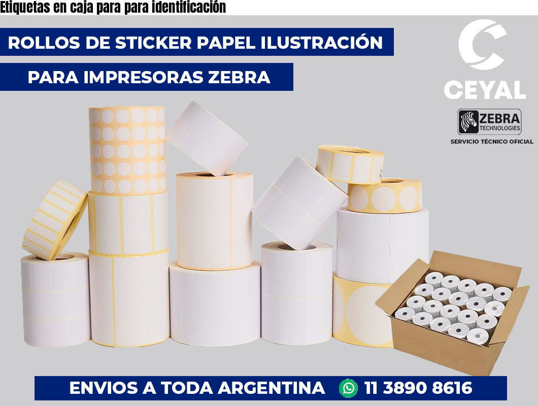 Etiquetas en caja para para identificación