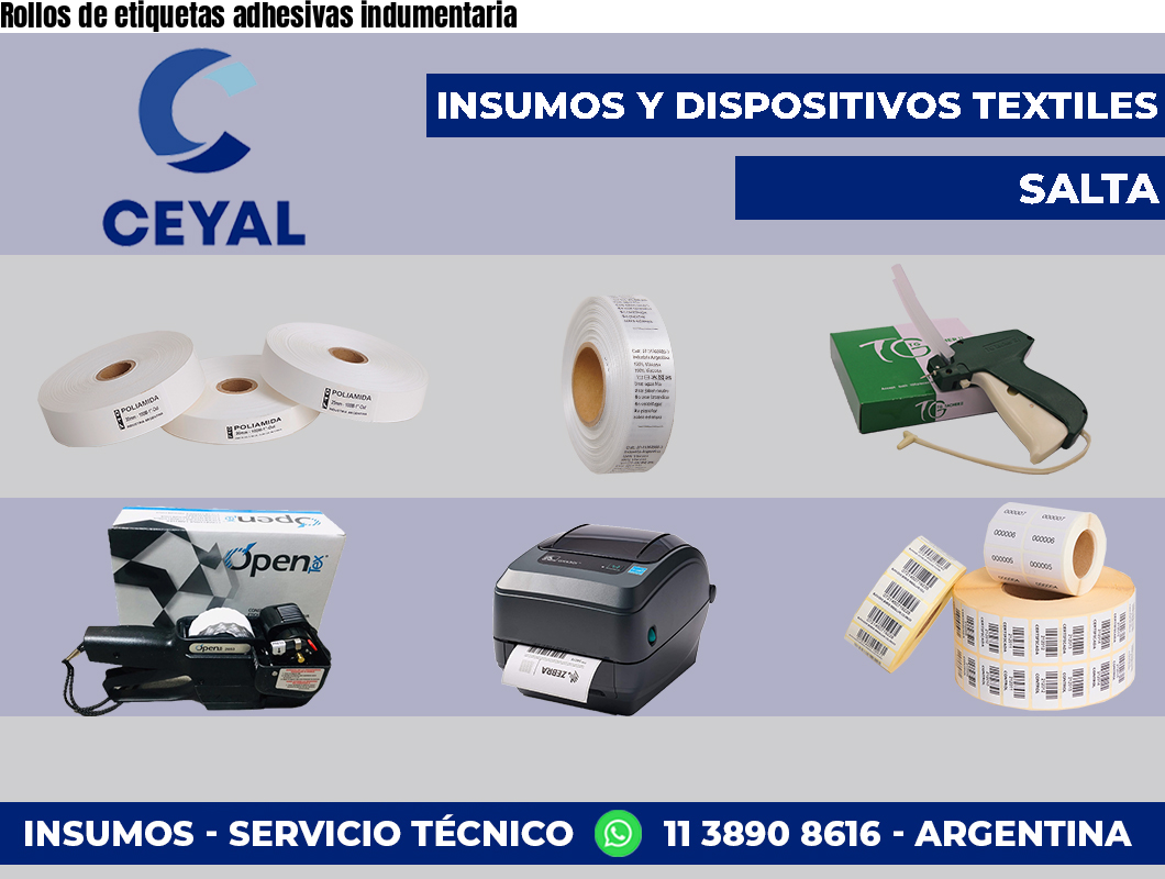 Rollos de etiquetas adhesivas indumentaria