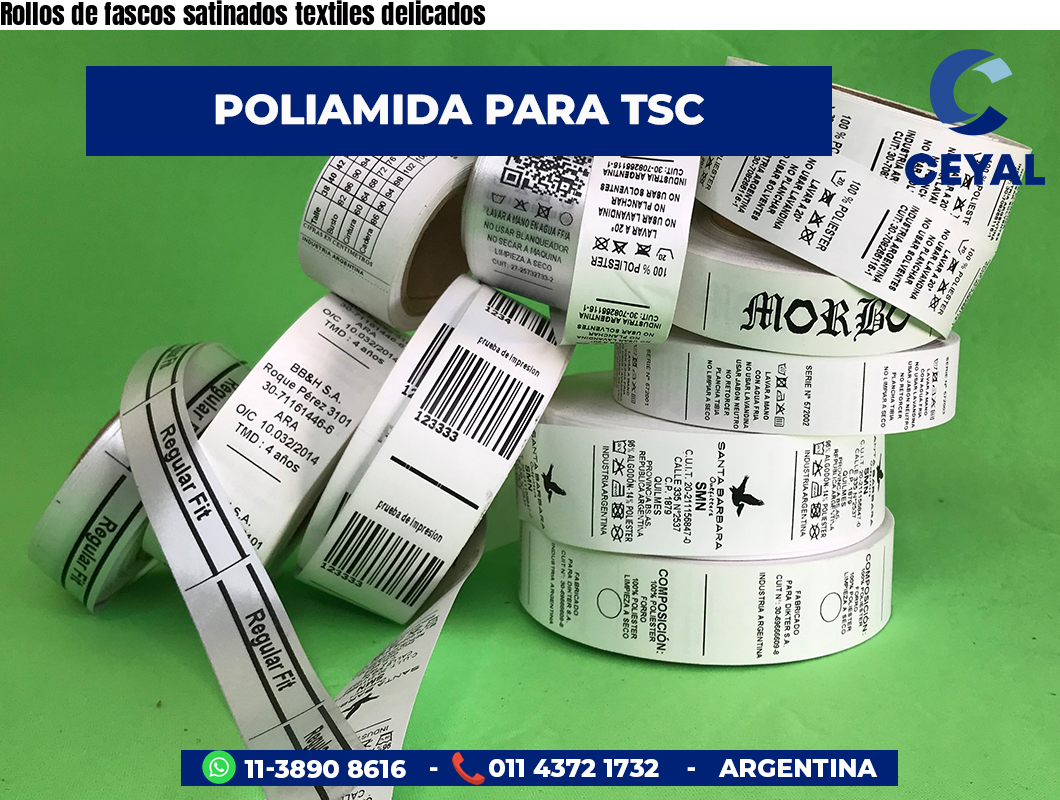 Rollos de fascos satinados textiles delicados