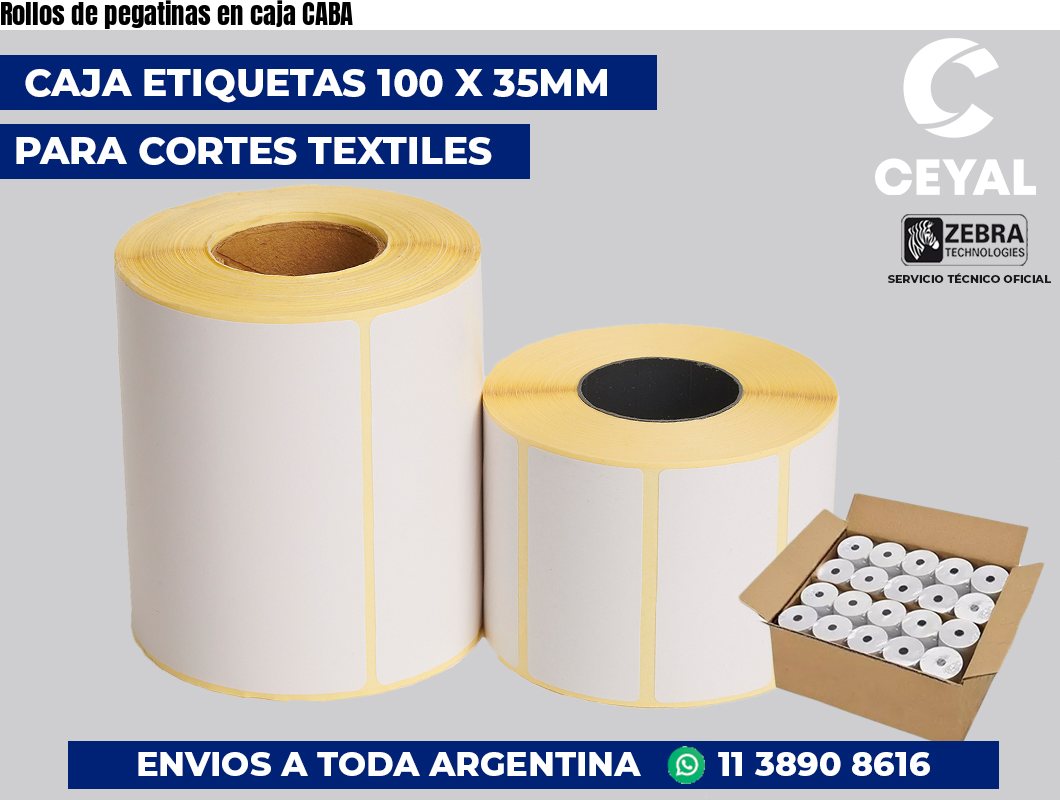Rollos de pegatinas en caja CABA