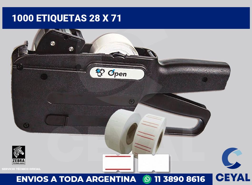 1000 etiquetas 28 x 71