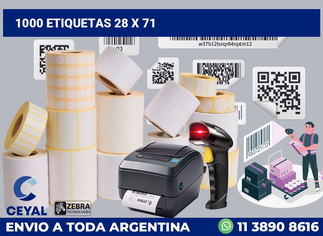 1000 etiquetas 28 x 71