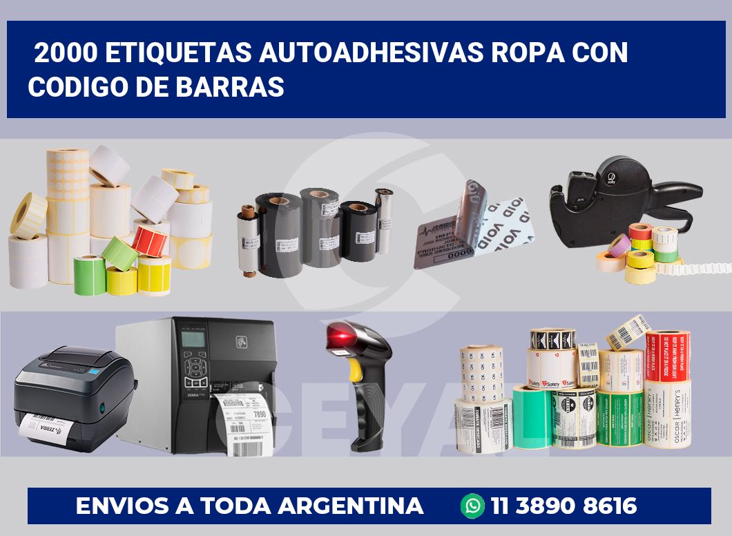 2000 Etiquetas autoadhesivas ropa con codigo de barras