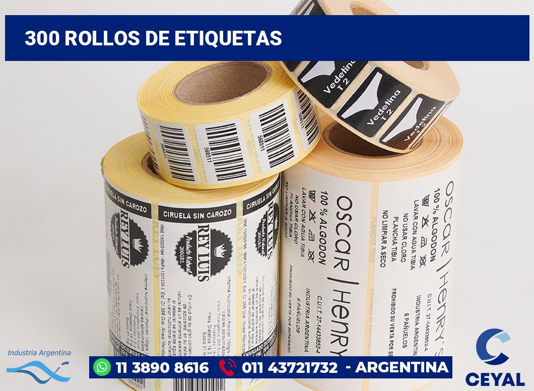 300 Rollos de etiquetas
