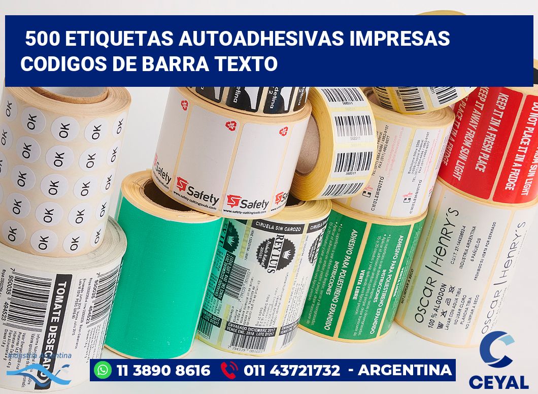 500 Etiquetas autoadhesivas impresas codigos de barra texto