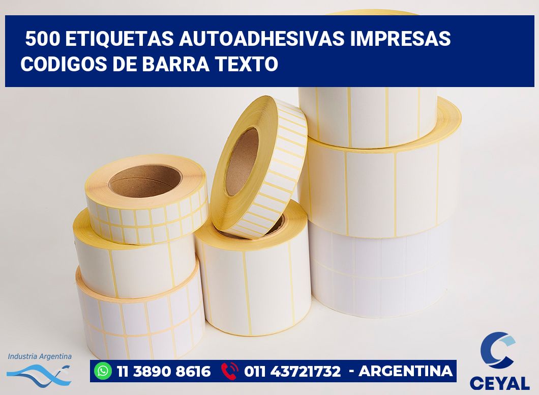 500 Etiquetas autoadhesivas impresas codigos de barra texto