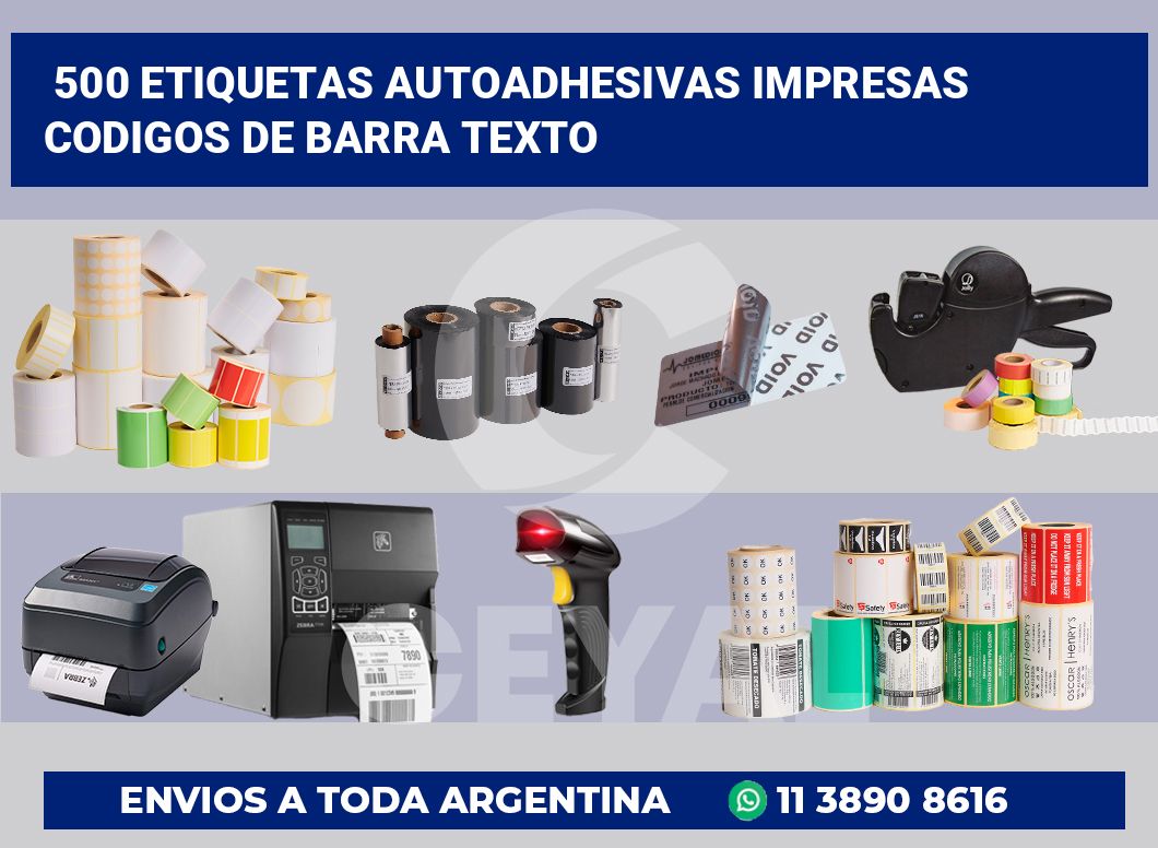 500 Etiquetas autoadhesivas impresas codigos de barra texto