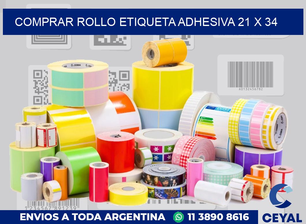Comprar rollo etiqueta adhesiva 21 x 34