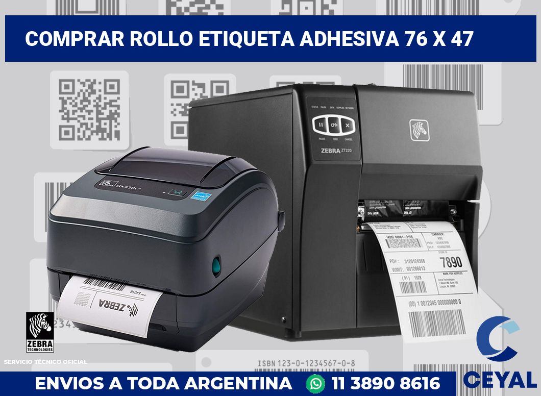 Comprar rollo etiqueta adhesiva 76 x 47