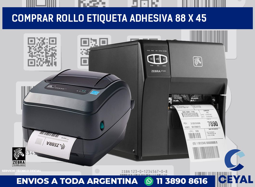 Comprar rollo etiqueta adhesiva 88 x 45