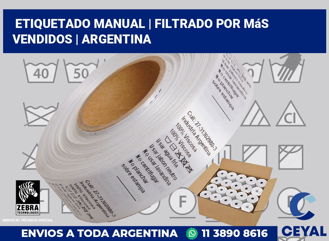Etiquetado manual | Filtrado por más vendidos | Argentina