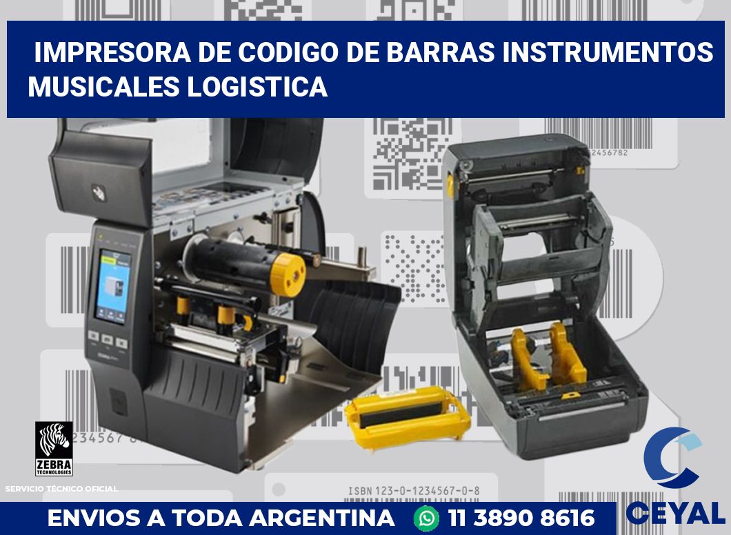 Impresora de codigo de barras Instrumentos musicales logistica
