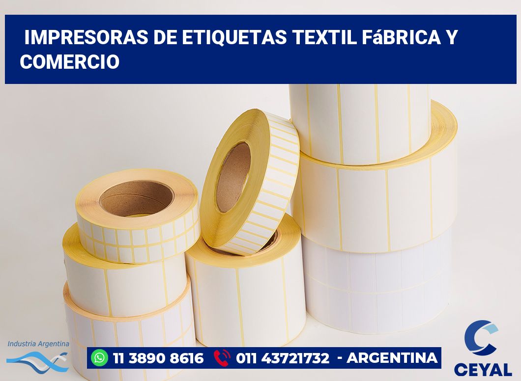 Impresoras de etiquetas Textil fábrica y comercio